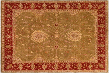 handmade Traditional Kafkaz Chobi Ziegler Olive Green Rust Hand Knotted RECTANGLE 100% WOOL area rug 8 x 10